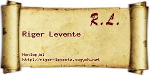 Riger Levente névjegykártya